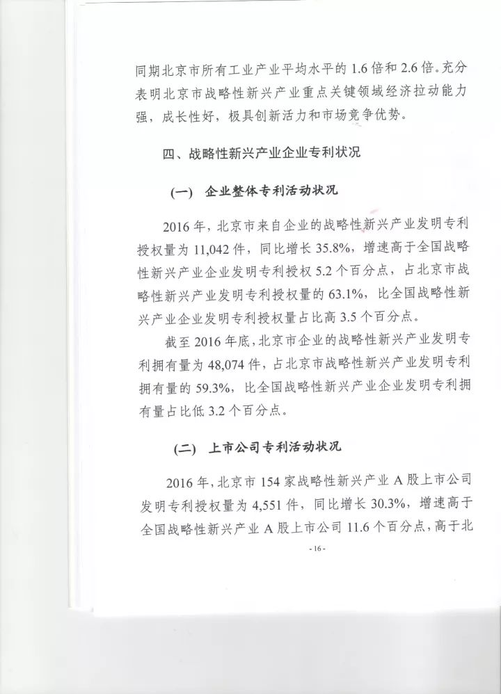 《2016年北京市战略性新兴产业知识产权（专利）状况》白皮书