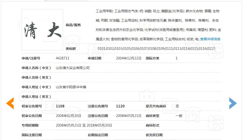 「大清」商标驳回复审决定书