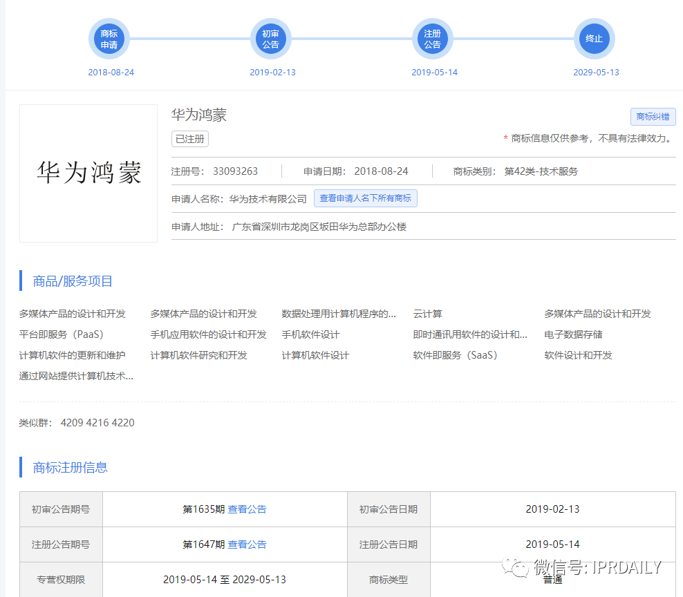 华为鸿蒙商标一审被驳？其实是以点带面