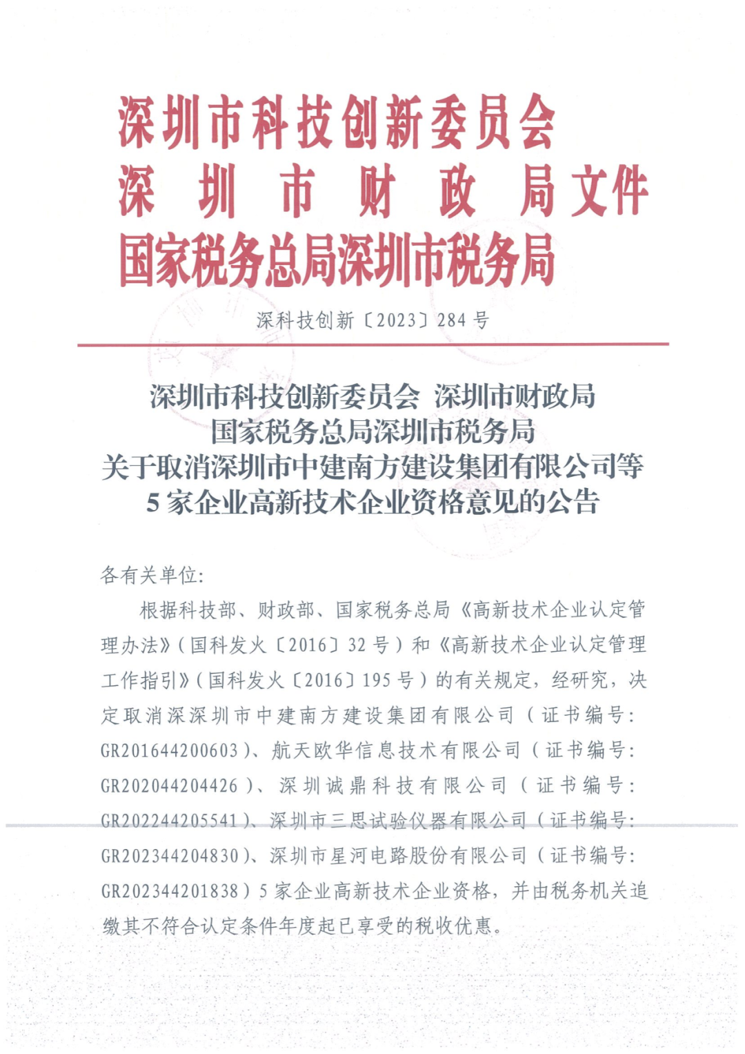 279家企业被取消高新技术企业资格，追缴37家企业已享受的税收优惠！